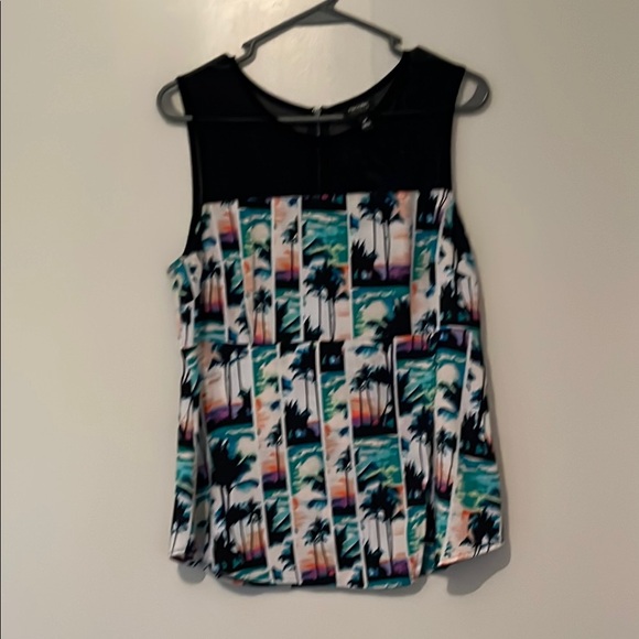 Nicole Tops - Nicole Black and Blue Graphic Tank Top